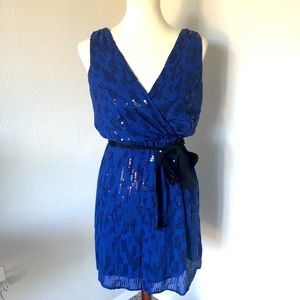 ✨Express midnight blue sequined wrap dress✨